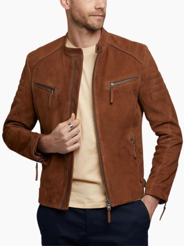 Mens Express Genuine Suede Biker Leather Jacket