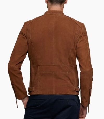 Mens Express Genuine Suede Biker Leather Jacket