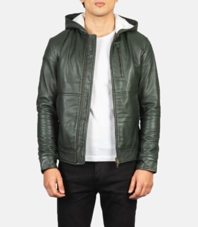 Mens Genuine Leather Jacket With Hood