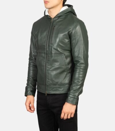 Mens Genuine Leather Jacket With Hood