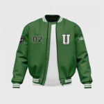Men's Green Satin Bomber Jacket