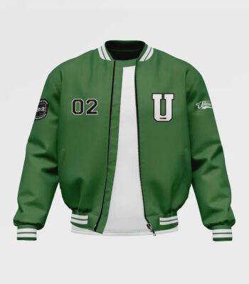 Men's Green Satin Bomber Jacket
