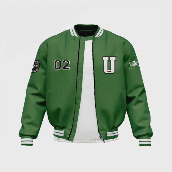 Men's Green Satin Bomber Jacket