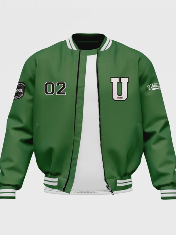 Men's Green Satin Bomber Jacket