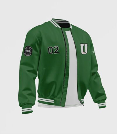 Men's Green Satin Bomber Jacket