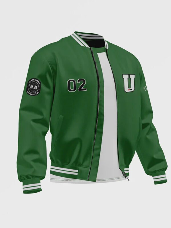 Men's Green Satin Bomber Jacket