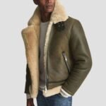 Mens Hardy A21 Flight Aviator Brown Shearling Leather Jacket