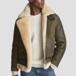 Mens Hardy A21 Flight Aviator Brown Shearling Leather Jacket