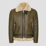 Mens Hardy A21 Flight Aviator Brown Shearling Leather Jacket