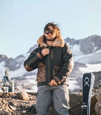 Mens J-20 Pilot Fur Chocolate Sheepskin Jacket