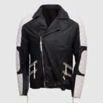 Mens Lambskin Black and White Leather Jacket