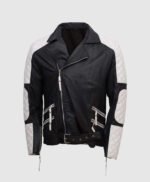 Mens Lambskin Black and White Leather Jacket