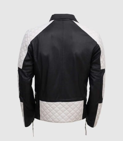 Mens Lambskin Black and White Leather Jacket