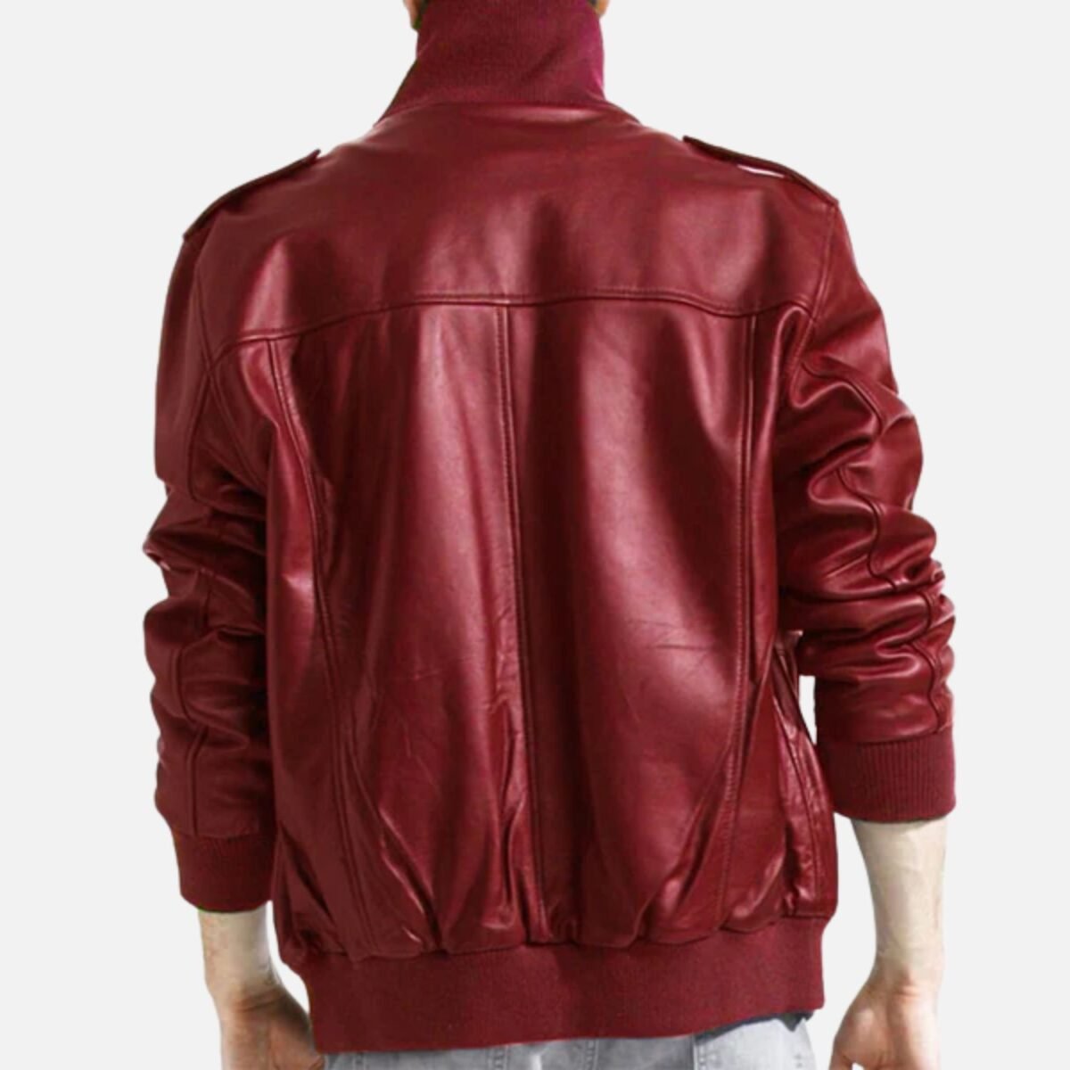 Mens Lambskin Bomber Style Red Leather Jacket