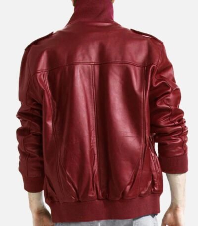 Mens Lambskin Bomber Style Red Leather Jacket