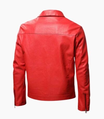 Men's Lapel Collar Zip-Up Leather Jacket