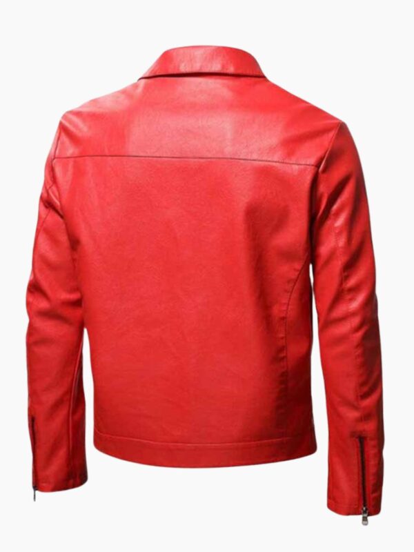 Men's Lapel Collar Zip-Up Leather Jacket