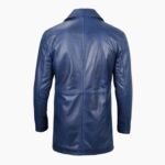 Mens Leather Blue Car Coat