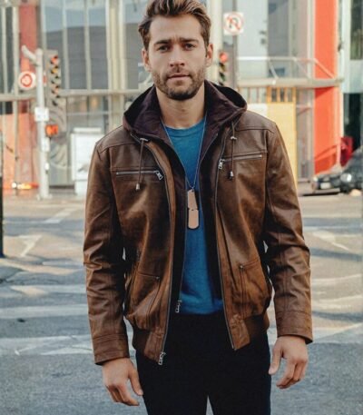 Mens Leather Jacket With Removable Hood Genuine Style Leather Jackets