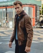 Mens Leather Jacket With Removable Hood Genuine Style Leather Jackets
