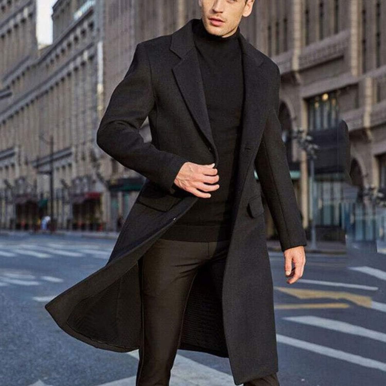 Men's Long Trench Coat Woolen Coat Men's Long Trench Coat Woolen Coat