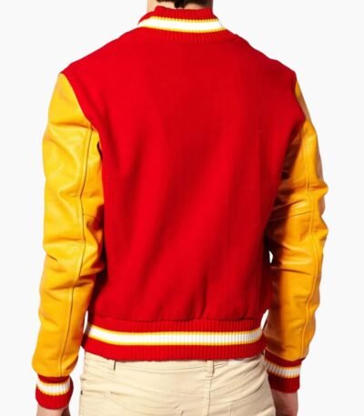Men's MJ Thriller Michael Jackson Varsity Red M Logo Lettermen Baseball Jacket