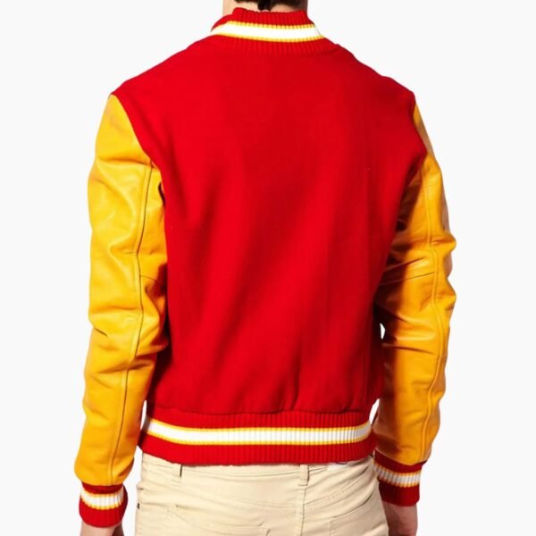 Men's MJ Thriller Michael Jackson Varsity Red M Logo Lettermen Baseball Jacket