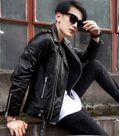 Mens Multi Zipper Biker Genuine Style Leather Jackets