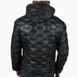 Men's Puffer Quilted Real Leather Hooded Jacket