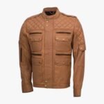Men's Quilted Style Tan Sheepskin Jacket