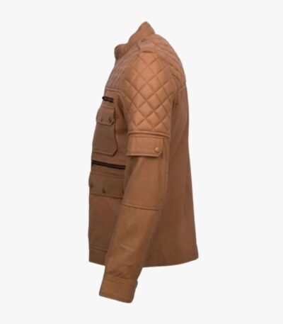 Men's Quilted Style Tan Sheepskin Jacket