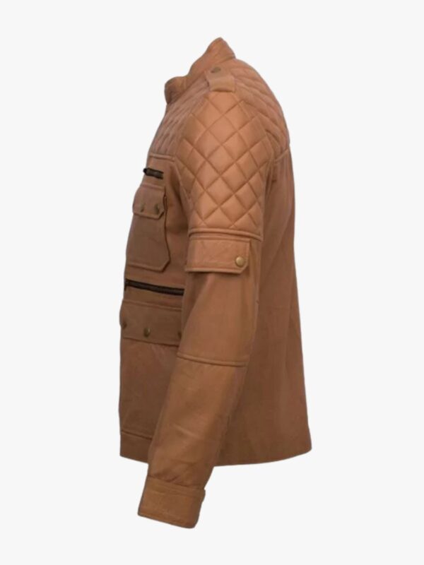 Men's Quilted Style Tan Sheepskin Jacket