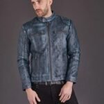Mens Quilted Vintage Biker Style Premium Leather Jacket