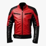 Men's Red And Black Biker Leather Jacket