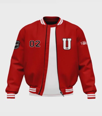 Men's Red Satin Bomber Jacket
