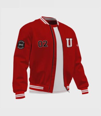 Men's Red Satin Bomber Jacket
