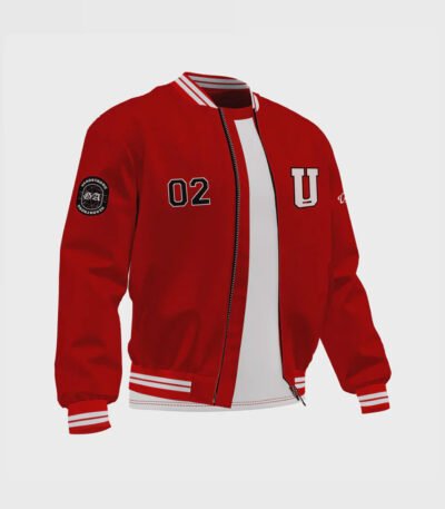 Men's Red Satin Bomber Jacket