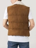 Men's Shearling Collar Suede Leather Vest