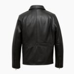 Men's Shirt Collar Black Leather Jacket