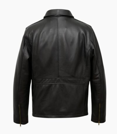 Men's Shirt Collar Black Leather Jacket