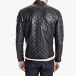 Men's Snap Tab Collar Quilted Leather Jacket