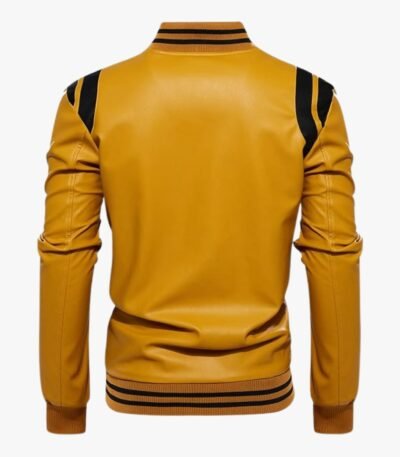 Mens Stand Collar Leather Jacket Motorcycle