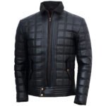 Mens Trimmed Quilted Leather Jacket