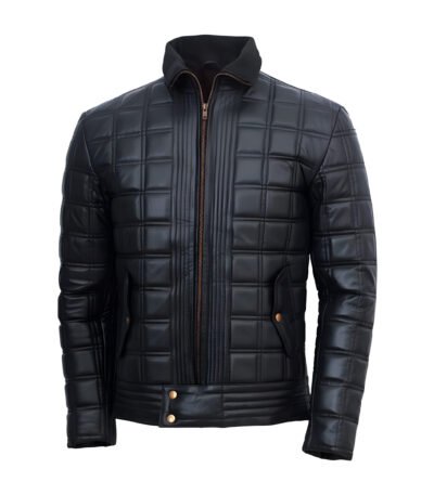 Mens Trimmed Quilted Leather Jacket