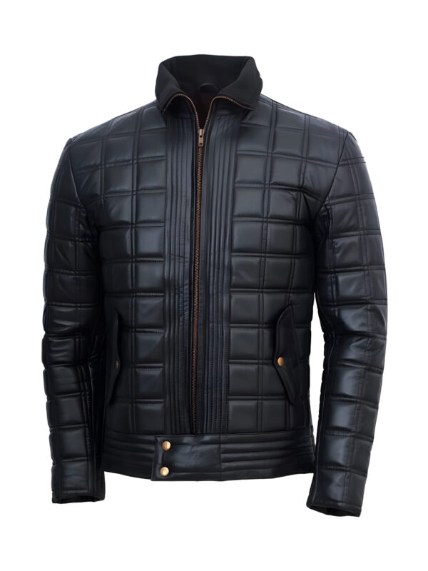 Mens Trimmed Quilted Leather Jacket