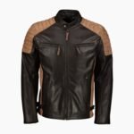 Mens Two Tone Brown Motorcycle Style Leather Jacket