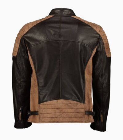 Mens Two Tone Brown Motorcycle Style Leather Jacket