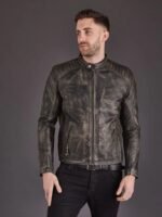Mens Vintage Style Biker Leather Jacket