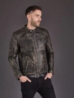 Mens Vintage Style Biker Leather Jacket