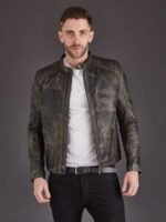 Mens Vintage Style Biker Leather Jacket